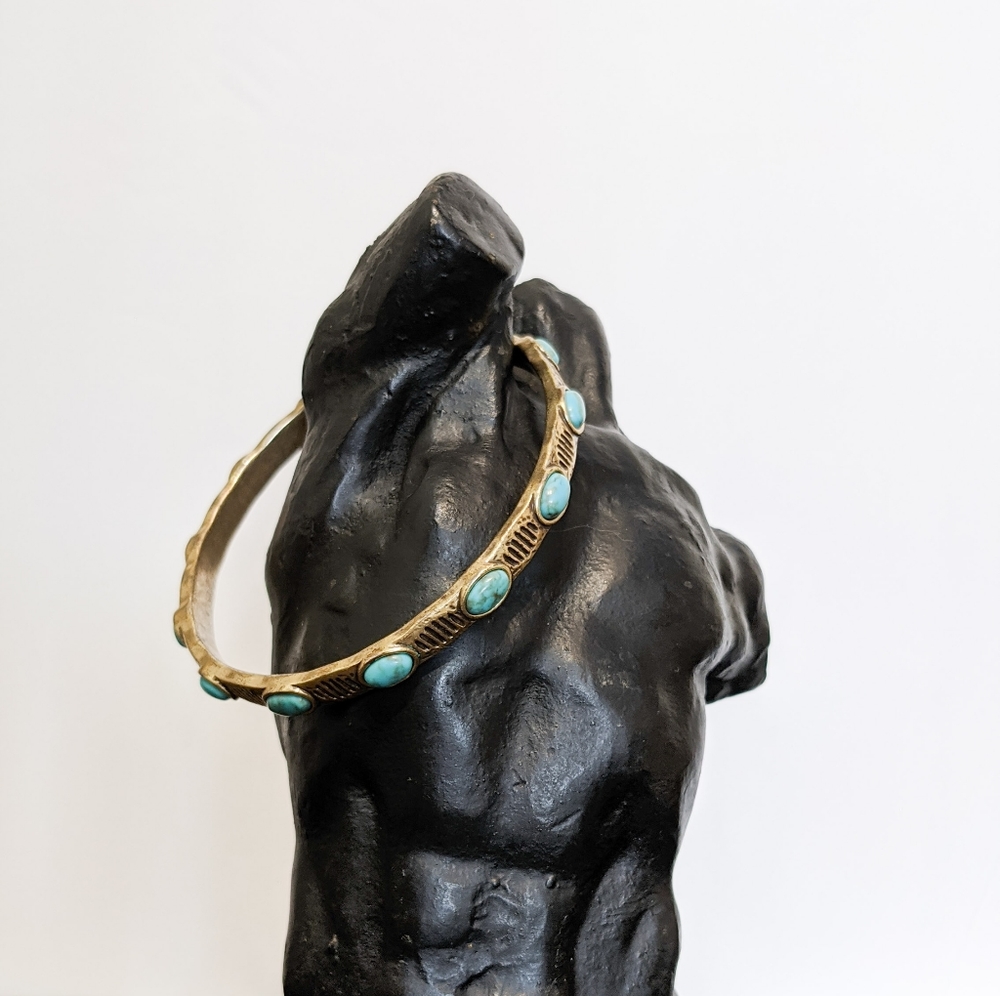 Lucky Brand Turquoise Gold Tone Bangle